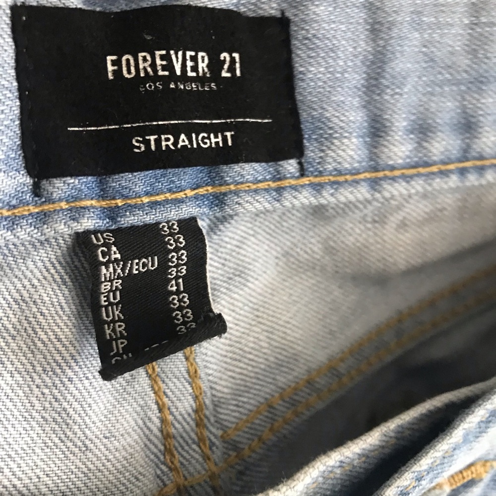 Patch denim straight jeans XL 33 foreve 21 - Picture 2 of 12